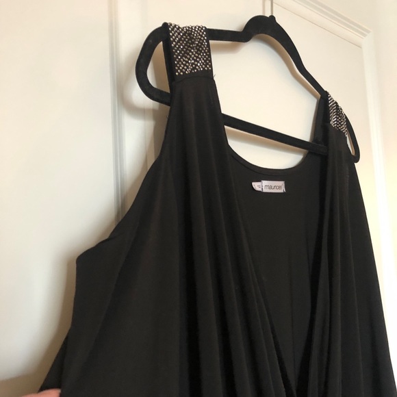 Sparkly Cold-Shoulder Wrap Front Blouse - Picture 2 of 7